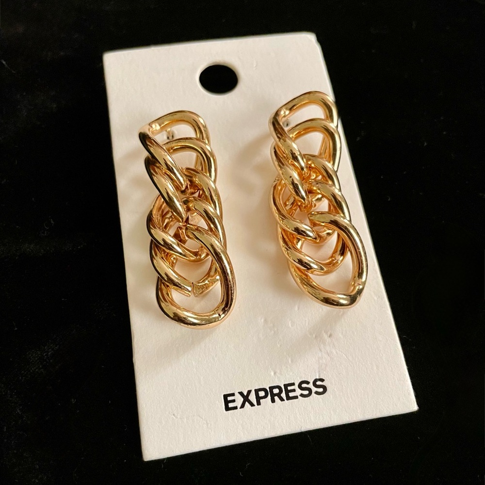 Express Gold Chunky Link Chain Earrings NWT
